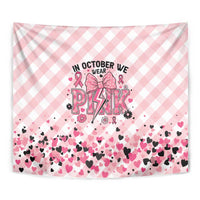 In October We Wear Pink Tapestry Pink Pretty Bow Pastel Gingham - Wonder Print Shop