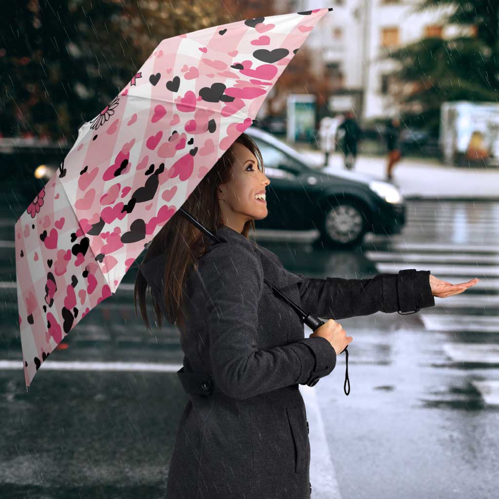 In October We Wear Pink Umbrella Pink Pretty Bow Pastel Gingham - Wonder Print Shop
