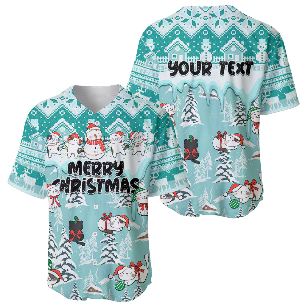 Turquoise holiday baseball jersey pair: 'MERRY CHRISTMAS' front and 'YOUR TEXT' back