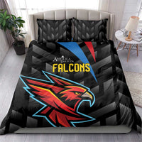 Black bedding set with Falcons logo on duvet cover and matching pillowcases