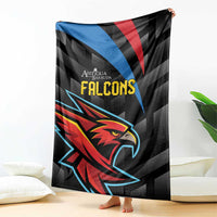 Black Falcons cricket blanket featuring bold eagle head and Antigua & Barbuda text