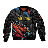Black unisex cricket bomber jacket, full-zip with bold Falcons graphic front
