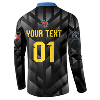 Black cricket button sweatshirt back with Your Text 01 and Falcons emblem