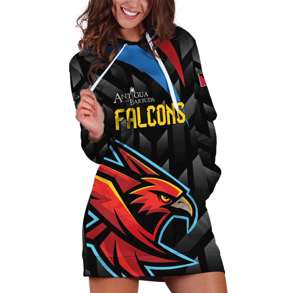 Custom Antigua and Barbuda Cricket Hoodie Dress Falcons Flying High - Wonder Print Shop