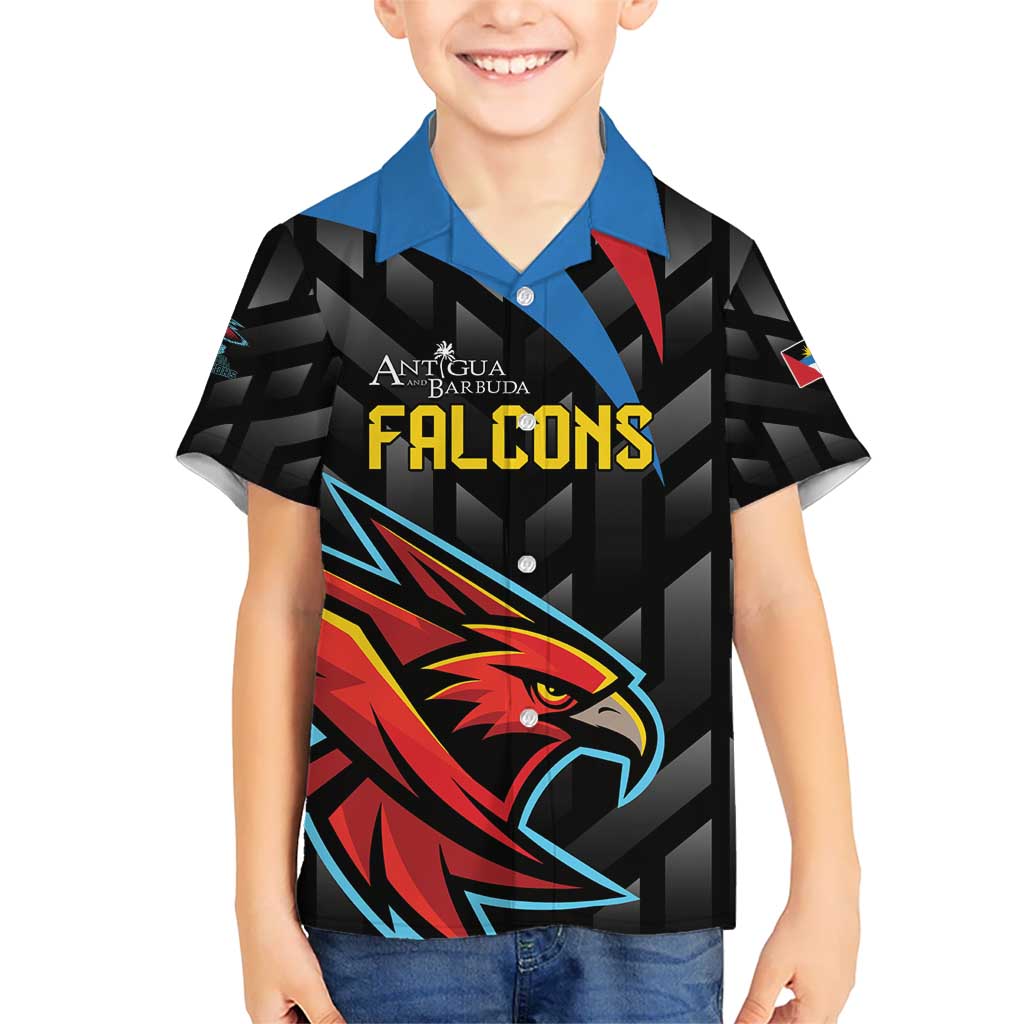 Custom Antigua and Barbuda Cricket Kid Hawaiian Shirt Falcons Flying High - Wonder Print Shop