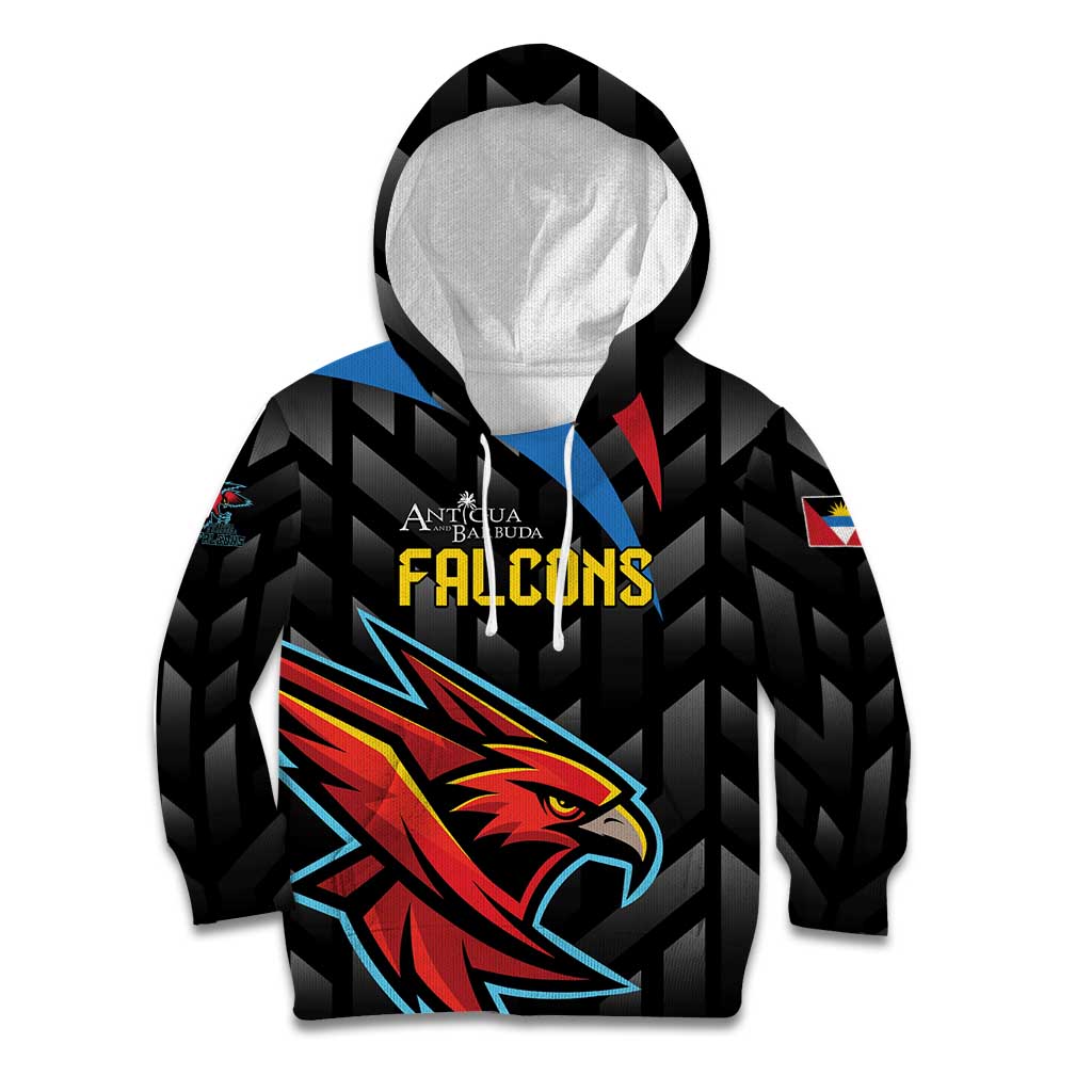 Custom Antigua and Barbuda Cricket Kid Hoodie Falcons Flying High - Wonder Print Shop