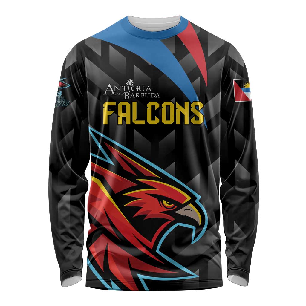 Custom Antigua and Barbuda Cricket Long Sleeve Shirt Falcons Flying High - Wonder Print Shop