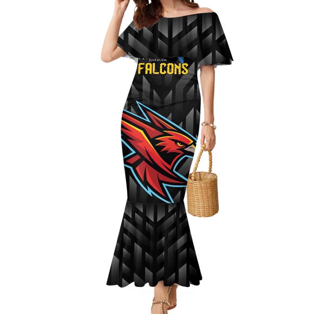 Custom Antigua and Barbuda Cricket Mermaid Dress Falcons Flying High - Wonder Print Shop