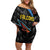 Custom Antigua and Barbuda Cricket Off Shoulder Short Dress Falcons Flying High - Wonder Print Shop