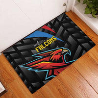 Black Falcons doormat with large eagle head graphic and Antigua and Barbuda text