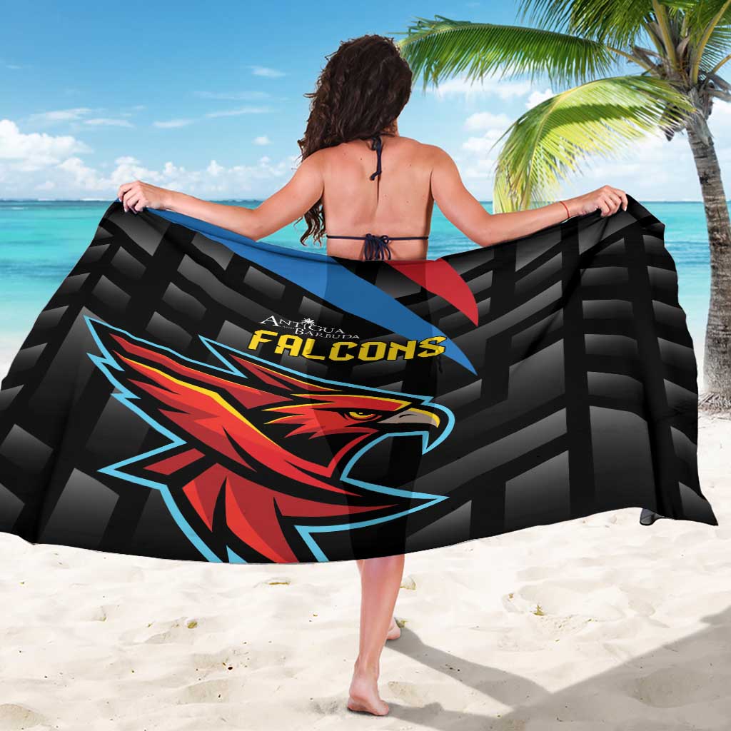 Black Falcons cricket sarong, wide wrap with bold eagle face print
