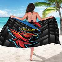 Black Falcons cricket sarong, wide wrap with bold eagle face print