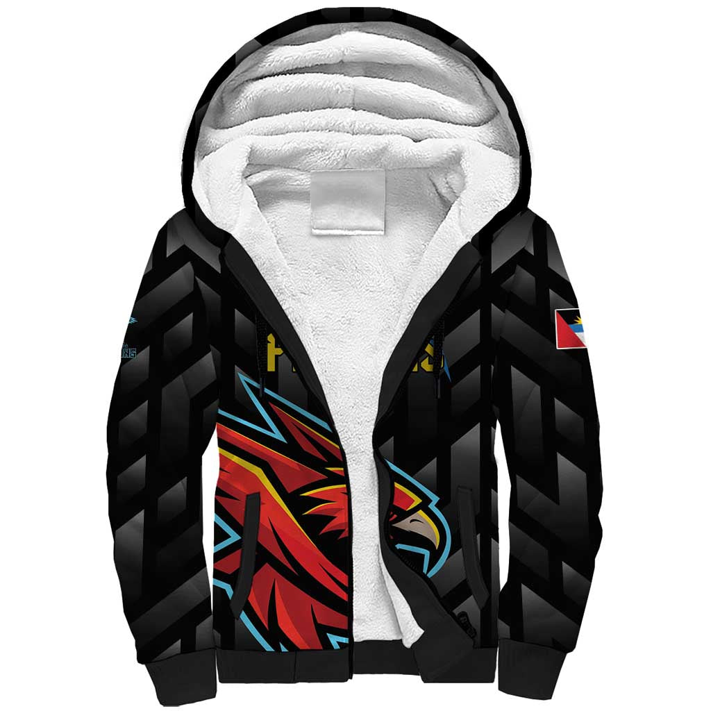 Custom Antigua and Barbuda Cricket Sherpa Hoodie Falcons Flying High - Wonder Print Shop