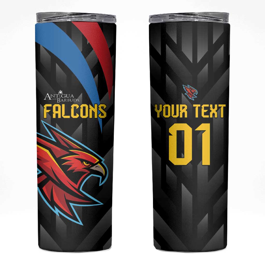 Custom Antigua and Barbuda Cricket Skinny Tumbler Falcons Flying High