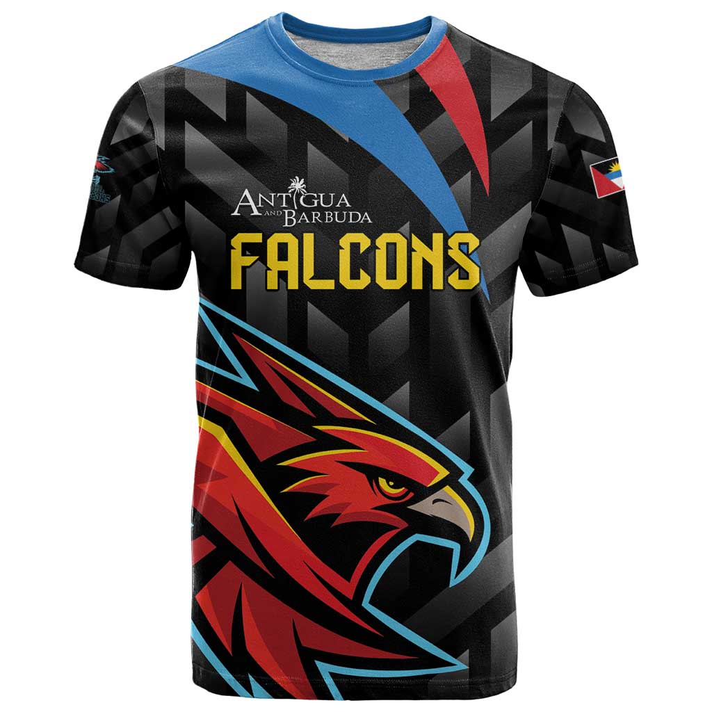 Custom Antigua and Barbuda Cricket T Shirt Falcons Flying High