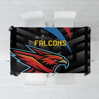 Black cricket tablecloth with Falcons logo and flying bird graphic