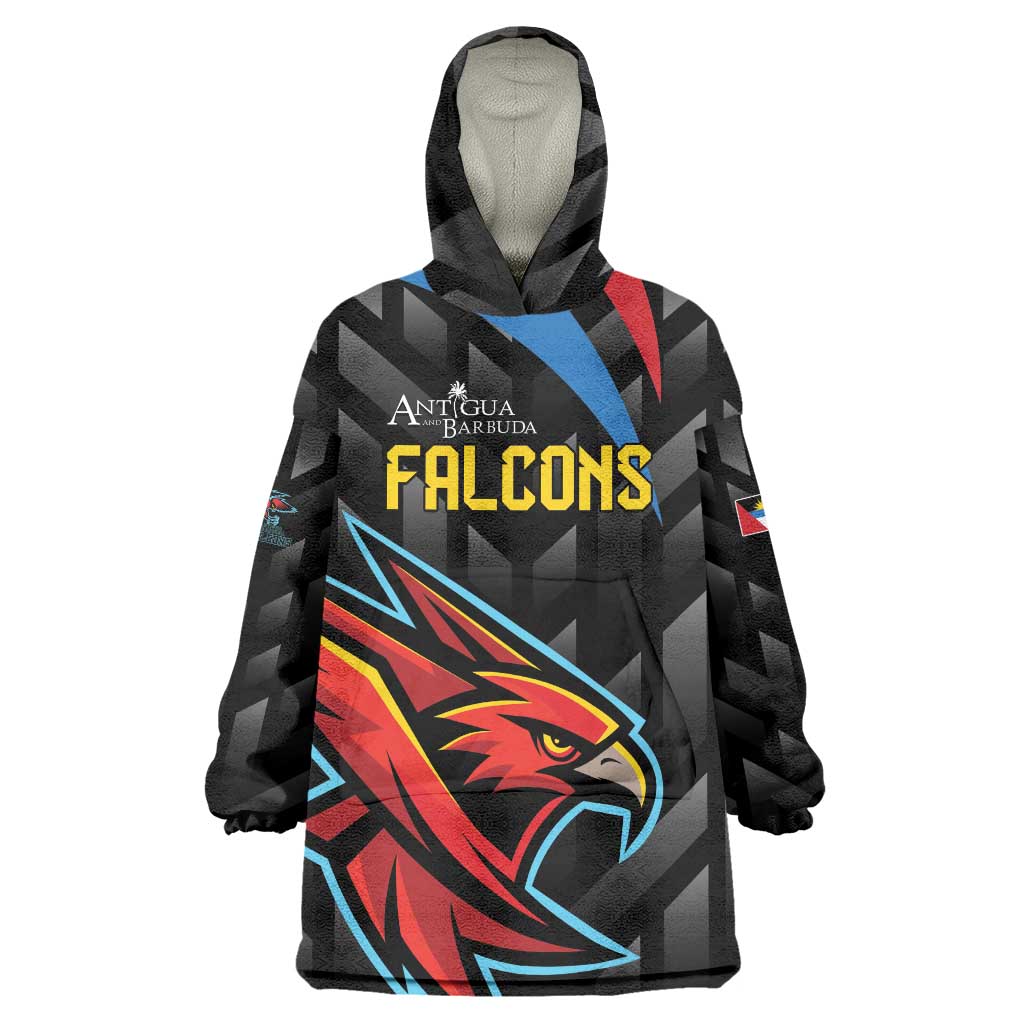 Custom Antigua and Barbuda Cricket Wearable Blanket Hoodie Falcons Flying High