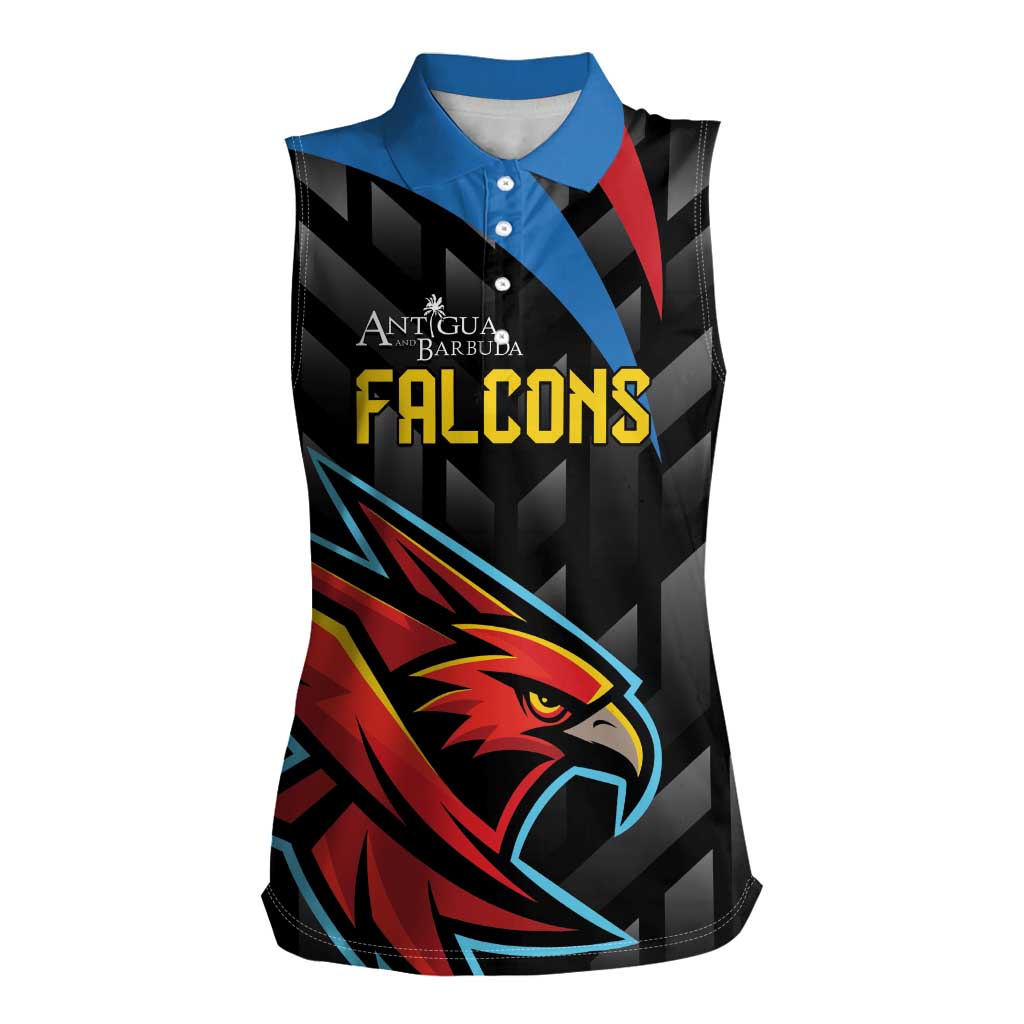 Custom Antigua and Barbuda Cricket Women Sleeveless Polo Shirt Falcons Flying High - Wonder Print Shop