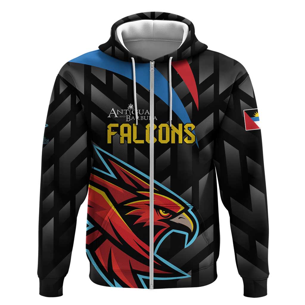 Custom Antigua and Barbuda Cricket Zip Hoodie Falcons Flying High - Wonder Print Shop