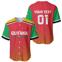 Cricket baseball jersey showing front and back: GUYANA and YOUR TEXT 01, yellow dot pattern.