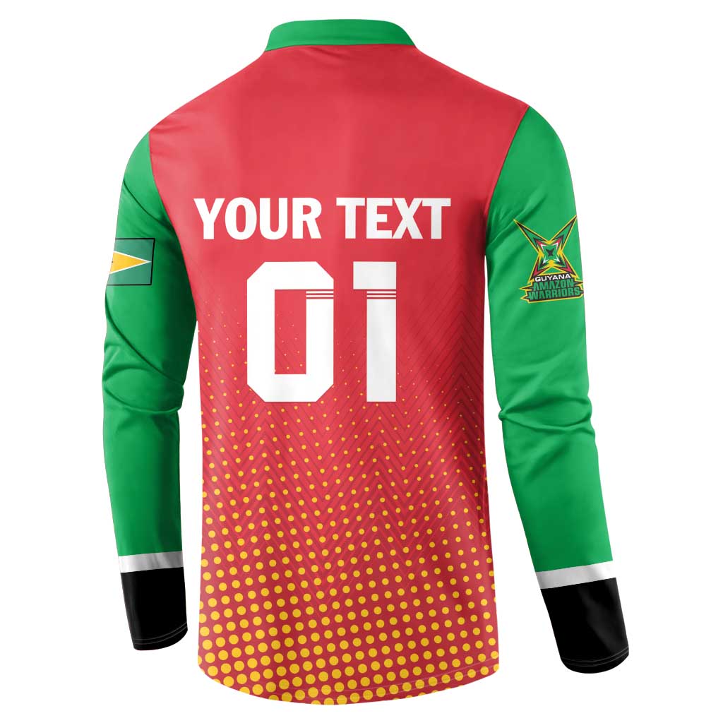 Cricket button-up sweatshirt back in red, green, and yellow with 'YOUR TEXT' 01