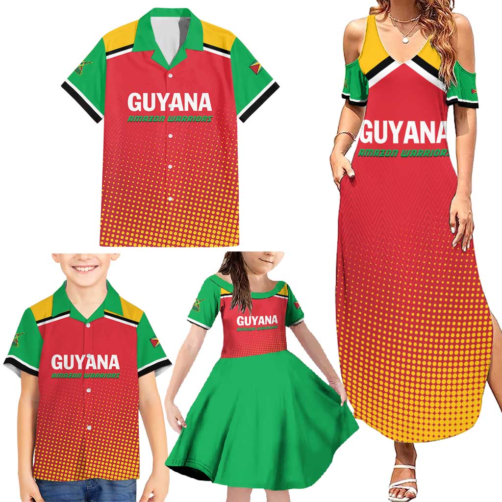 Custom Guyana Cricket Amazon Warriors Family Matching Summer Maxi Dress and Hawaiian Shirt All The Way Champions - Wonder Print Shop