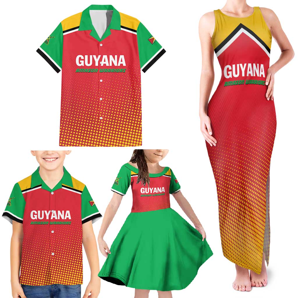 Custom Guyana Cricket Amazon Warriors Family Matching Tank Maxi Dress and Hawaiian Shirt All The Way Champions - Wonder Print Shop