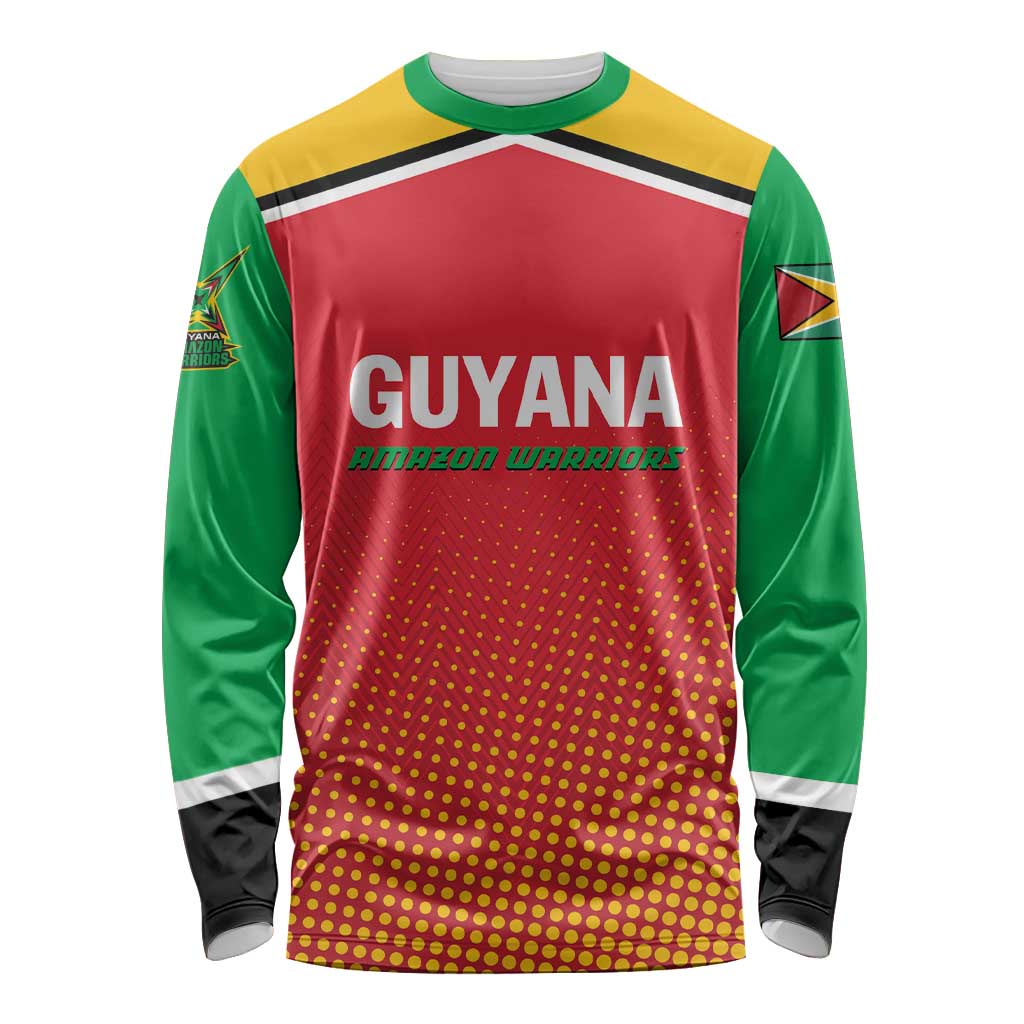 Custom Guyana Cricket Amazon Warriors Long Sleeve Shirt All The Way Champions - Wonder Print Shop