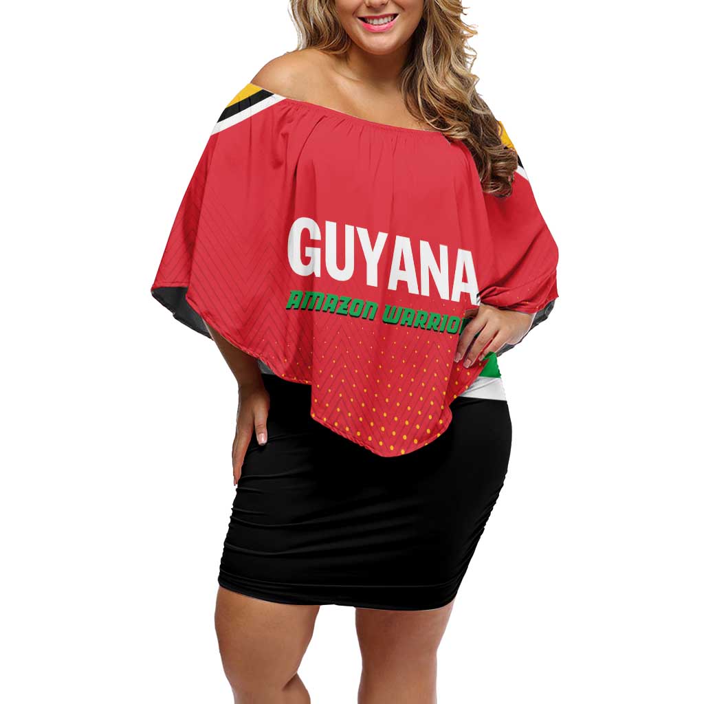 Custom Guyana Cricket Amazon Warriors Off Shoulder Short Dress All The Way Champions - Wonder Print Shop