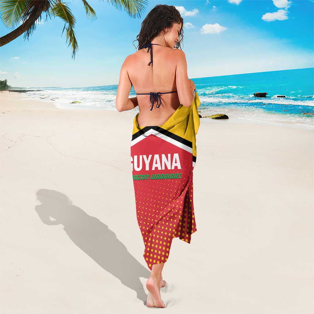 Yellow and red Guyana cricket sarong with black stripe, printed front panel