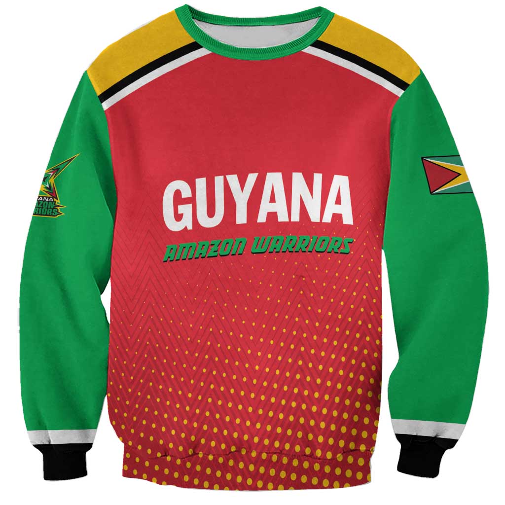 Unisex red and green sweatshirt with GUYANA and Amazon Warriors graphic