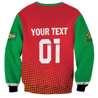 Unisex red and green sweatshirt with YOUR TEXT and large 01 print
