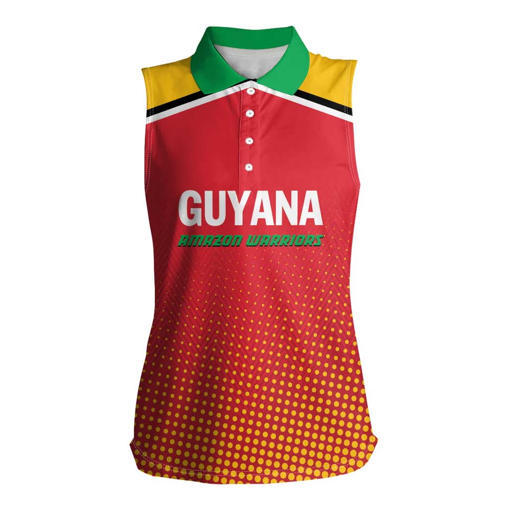 Custom Guyana Cricket Amazon Warriors Women Sleeveless Polo Shirt All The Way Champions - Wonder Print Shop