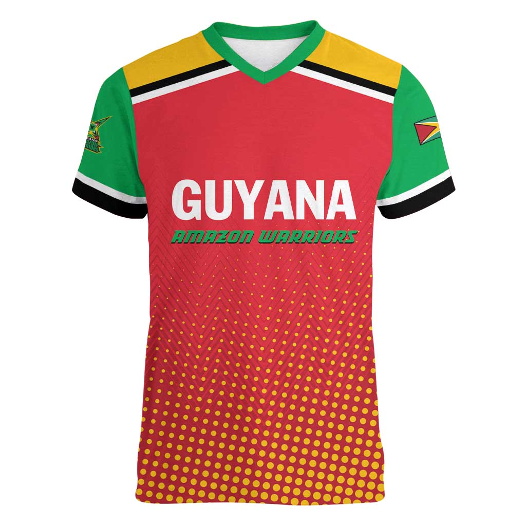 Custom Guyana Cricket Amazon Warriors Women V-Neck T-Shirt All The Way Champions - Wonder Print Shop