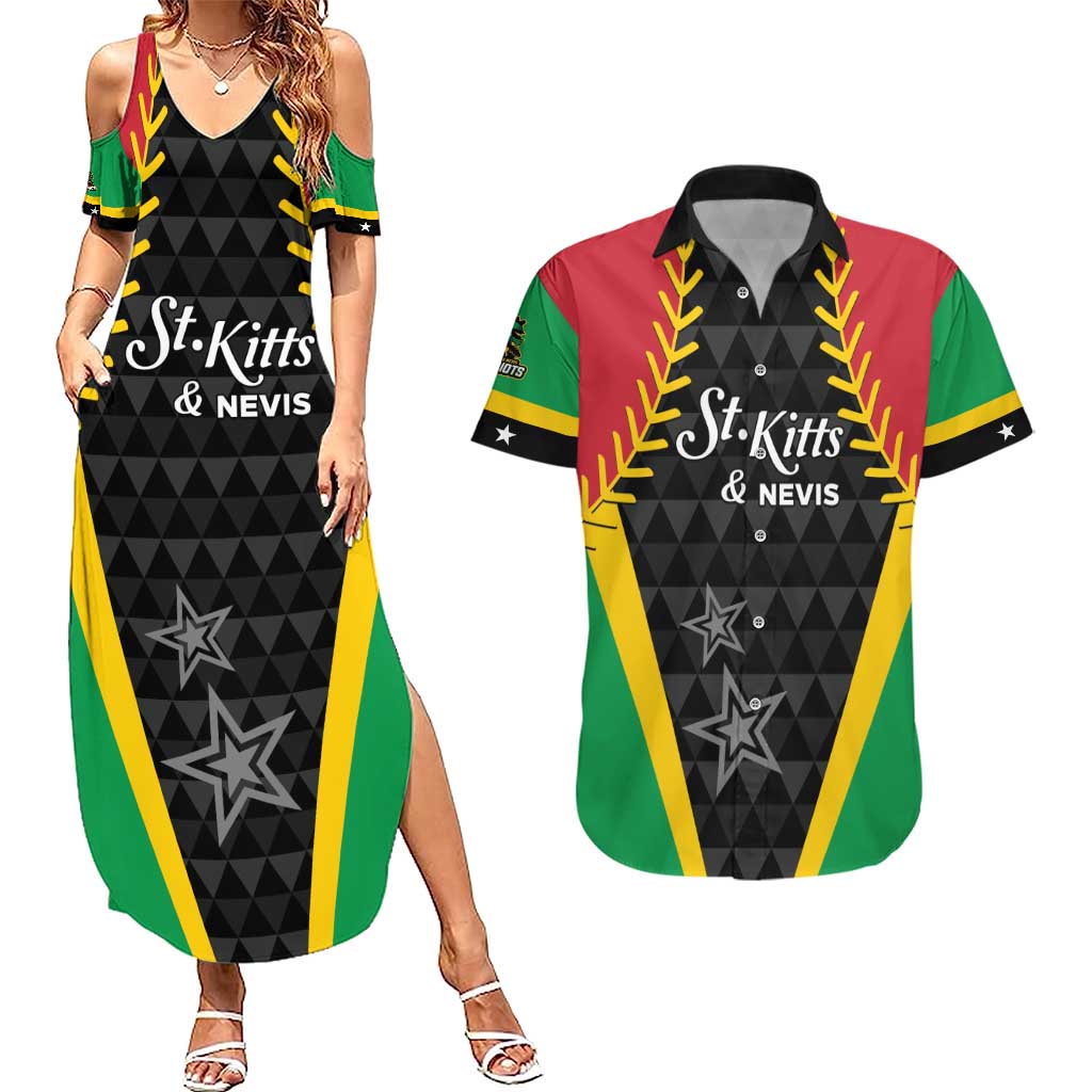 Custom Saint Kitts and Nevis Cricket Patriots Couples Matching Summer Maxi Dress and Hawaiian Shirt St Kitts Nevis in Our Blood - Wonder Print Shop