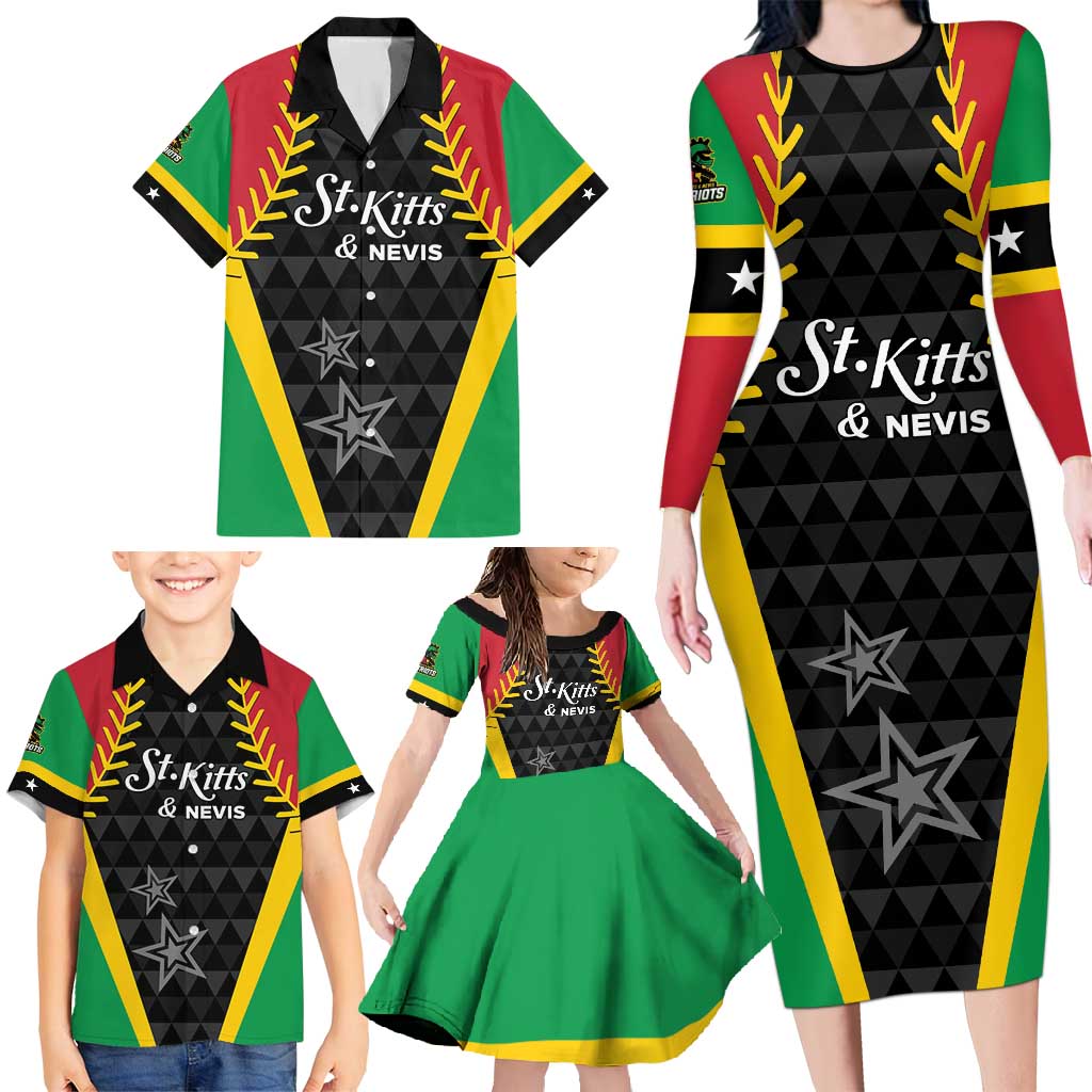 Custom Saint Kitts and Nevis Cricket Patriots Family Matching Long Sleeve Bodycon Dress and Hawaiian Shirt St Kitts Nevis in Our Blood - Wonder Print Shop