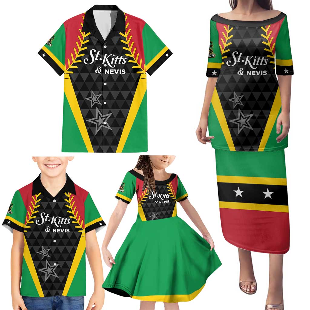 Custom Saint Kitts and Nevis Cricket Patriots Family Matching Puletasi and Hawaiian Shirt St Kitts Nevis in Our Blood - Wonder Print Shop