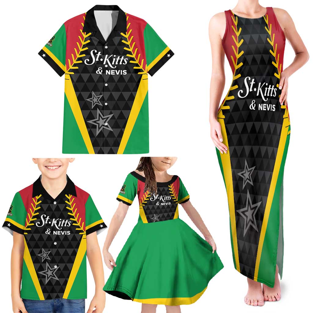 Custom Saint Kitts and Nevis Cricket Patriots Family Matching Tank Maxi Dress and Hawaiian Shirt St Kitts Nevis in Our Blood - Wonder Print Shop