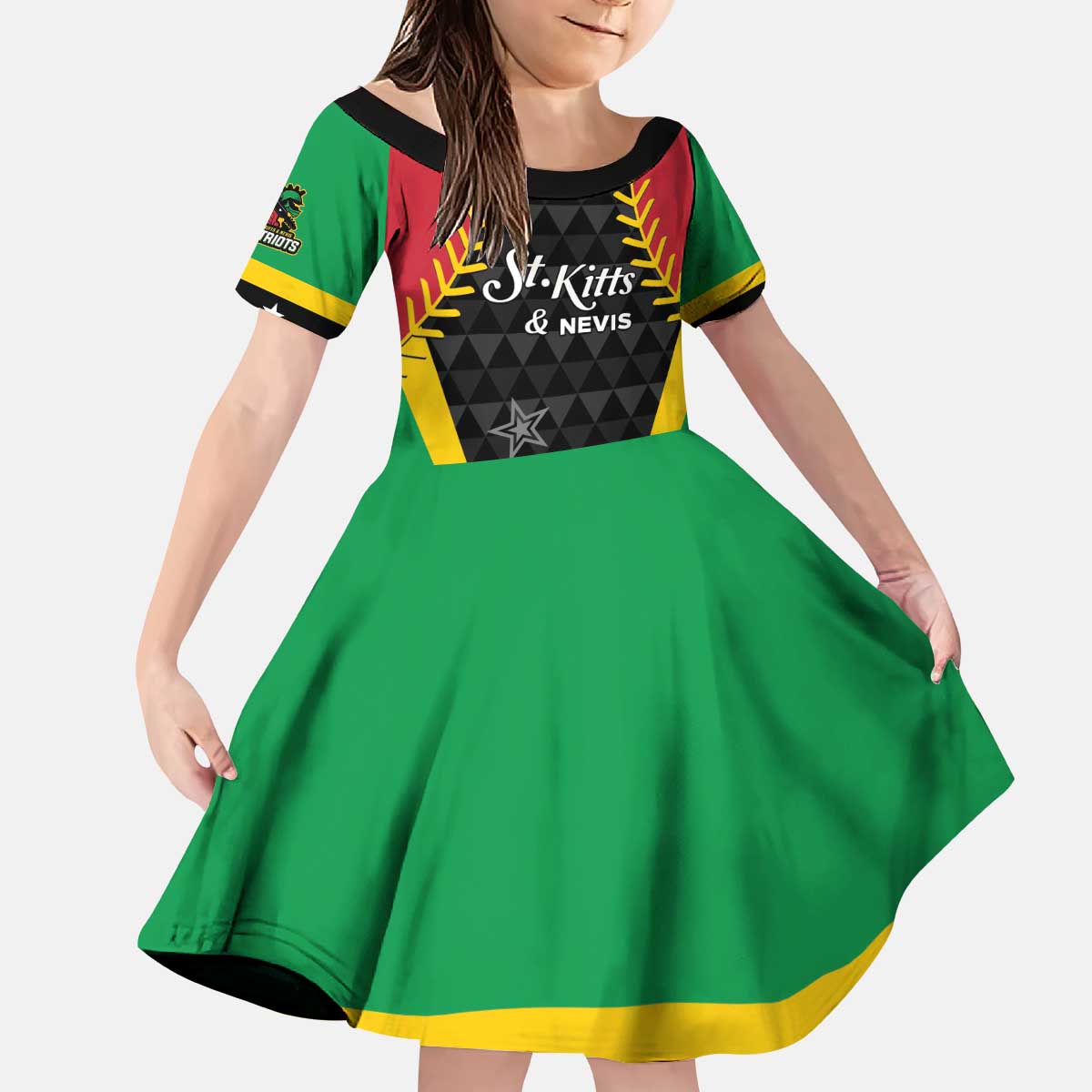 Custom Saint Kitts and Nevis Cricket Patriots Kid Short Sleeve Dress St Kitts Nevis in Our Blood - Wonder Print Shop