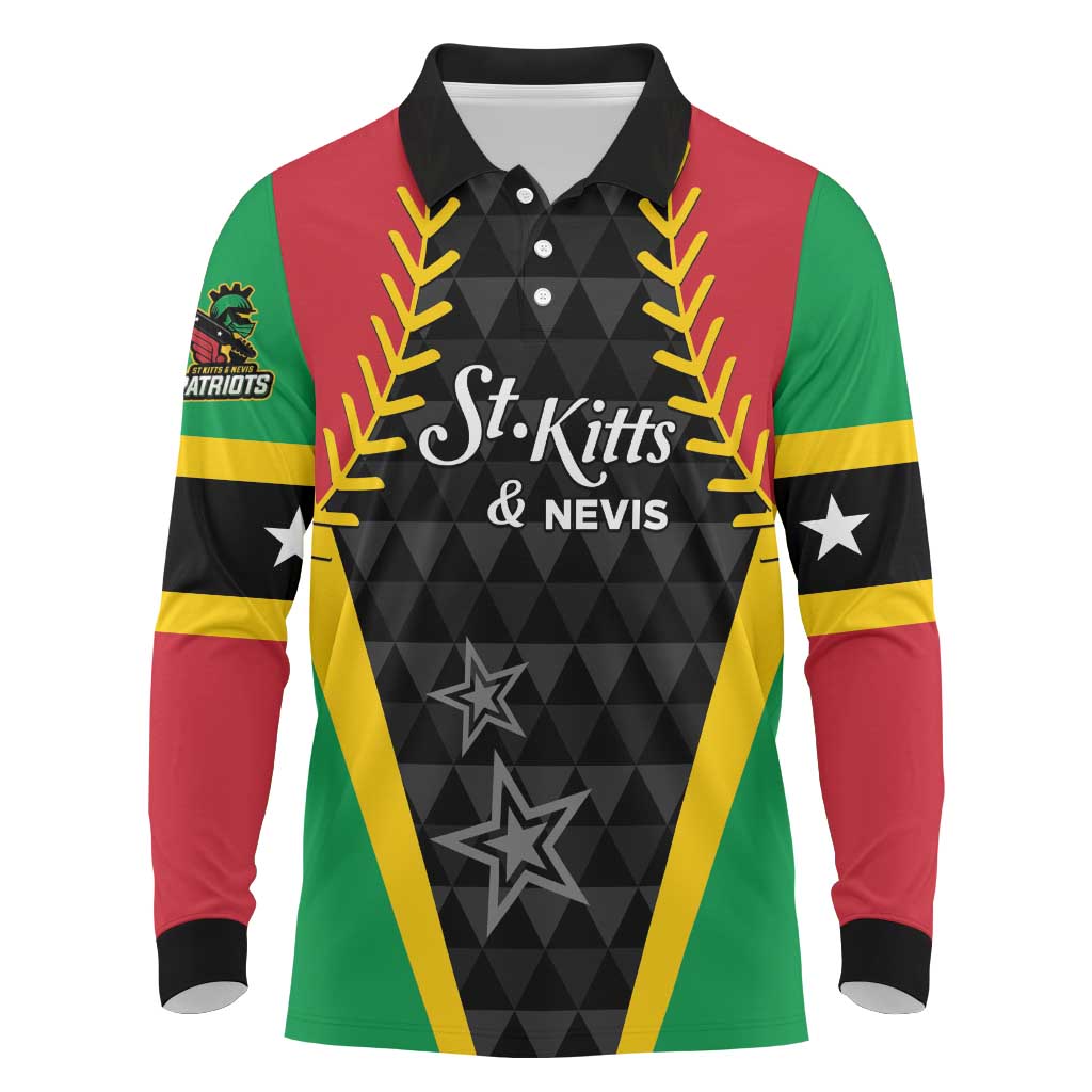 Custom Saint Kitts and Nevis Cricket Patriots Long Sleeve Polo Shirt St Kitts Nevis in Our Blood - Wonder Print Shop