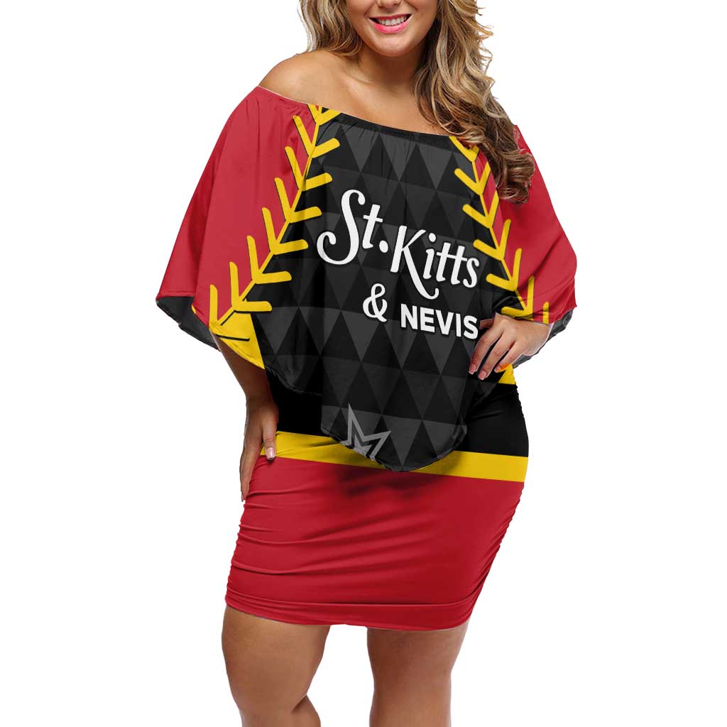 Custom Saint Kitts and Nevis Cricket Patriots Off Shoulder Short Dress St Kitts Nevis in Our Blood - Wonder Print Shop