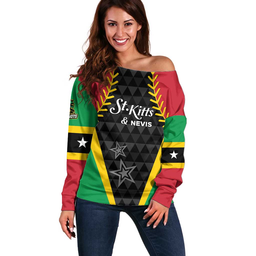 Custom Saint Kitts and Nevis Cricket Patriots Off Shoulder Sweater St Kitts Nevis in Our Blood