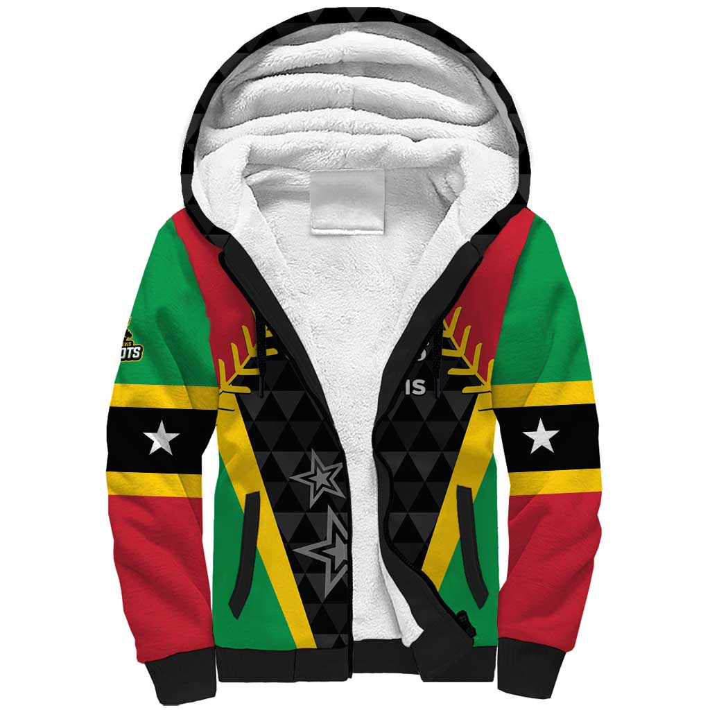 Custom Saint Kitts and Nevis Cricket Patriots Sherpa Hoodie St Kitts Nevis in Our Blood - Wonder Print Shop