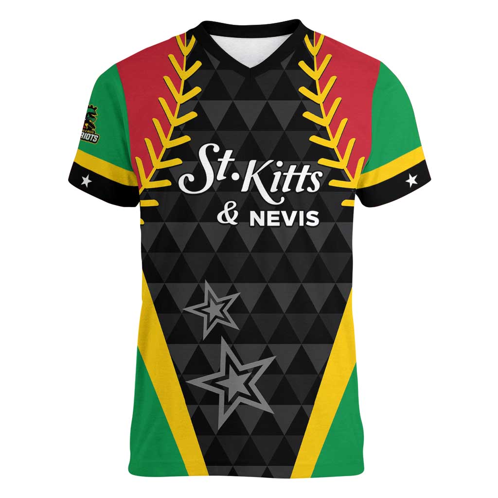 Custom Saint Kitts and Nevis Cricket Patriots Women V-Neck T-Shirt St Kitts Nevis in Our Blood - Wonder Print Shop