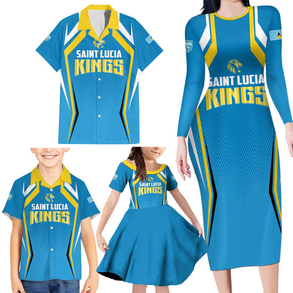 Custom Saint Lucia Cricket Family Matching Long Sleeve Bodycon Dress and Hawaiian Shirt St Lucia Stars Champions 2024 - Wonder Print Shop