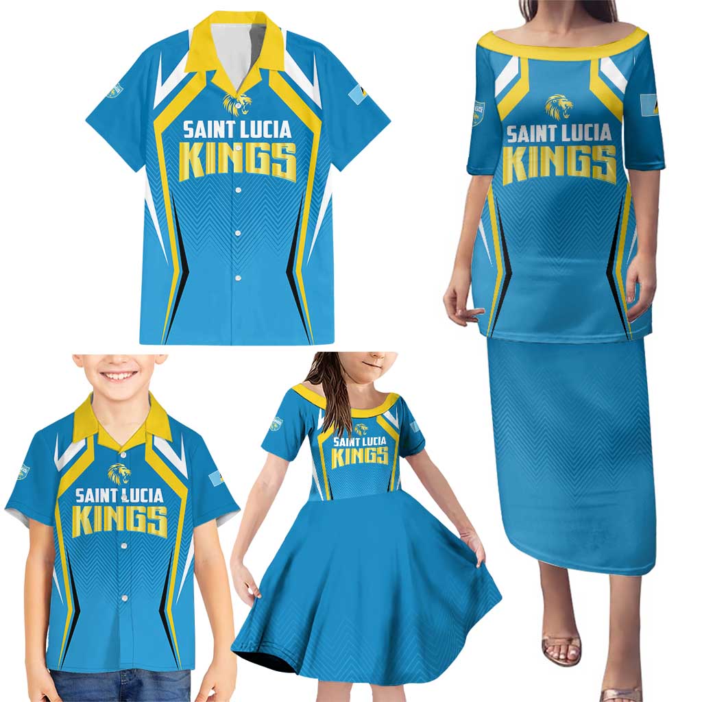 Custom Saint Lucia Cricket Family Matching Puletasi and Hawaiian Shirt St Lucia Stars Champions 2024 - Wonder Print Shop