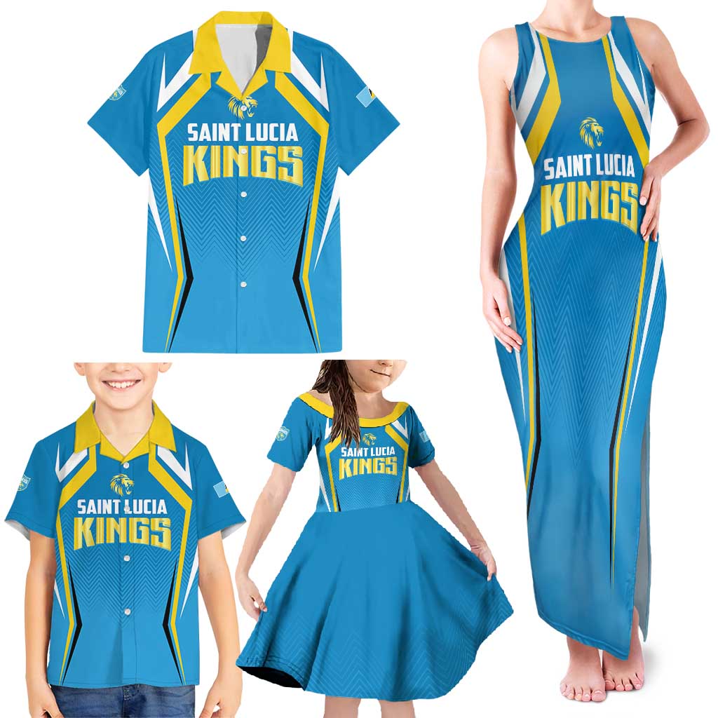 Custom Saint Lucia Cricket Family Matching Tank Maxi Dress and Hawaiian Shirt St Lucia Stars Champions 2024 - Wonder Print Shop