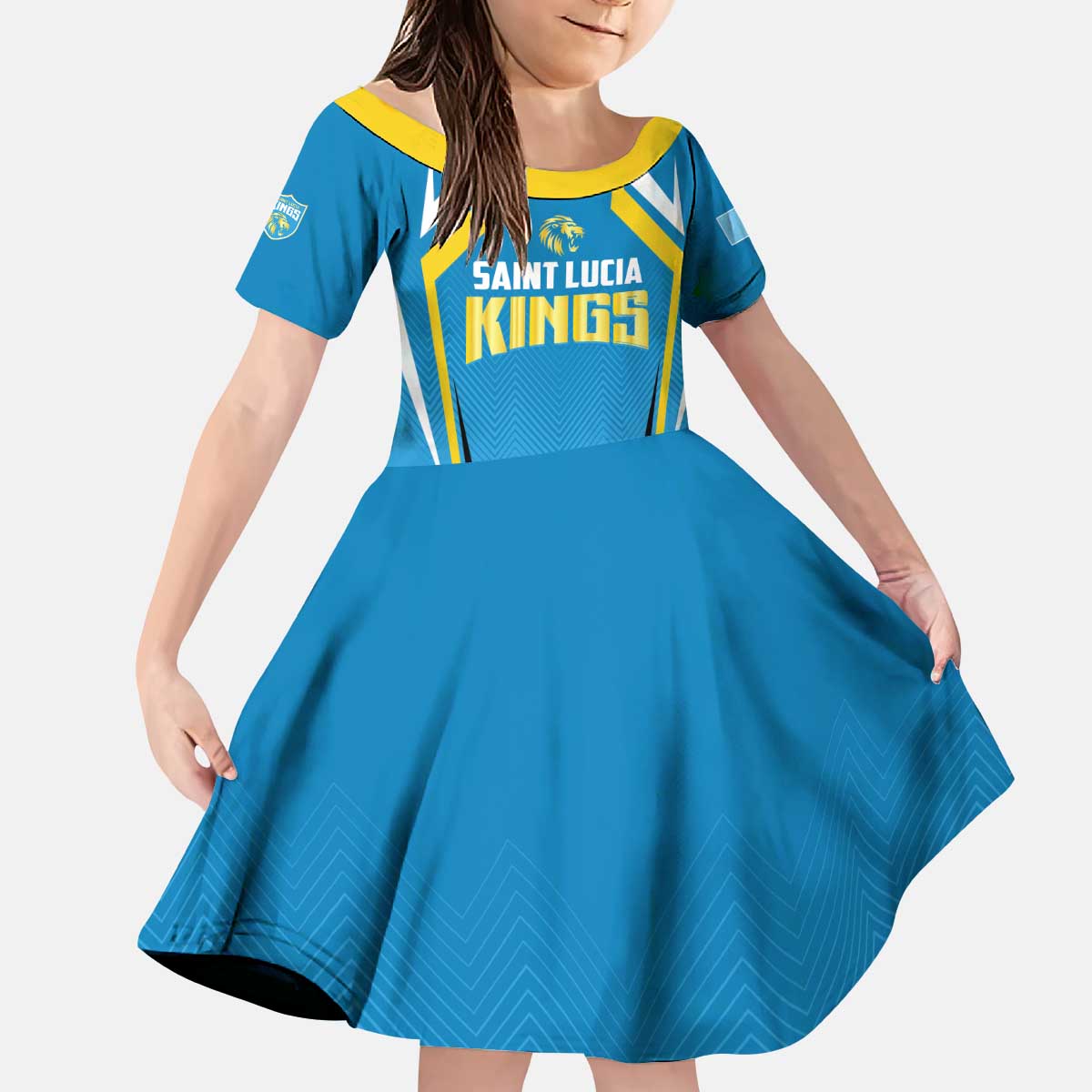 Custom Saint Lucia Cricket Kid Short Sleeve Dress St Lucia Stars Champions 2024 - Wonder Print Shop