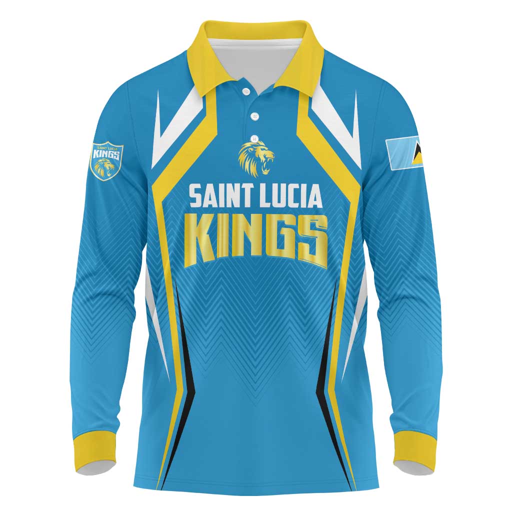 Custom Saint Lucia Cricket Long Sleeve Polo Shirt St Lucia Stars Champions 2024 - Wonder Print Shop