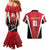 Custom Trinidad and Tobago Cricket Knight Riders Couples Matching Mermaid Dress and Hawaiian Shirt Trinbago Wave The Red - Wonder Print Shop